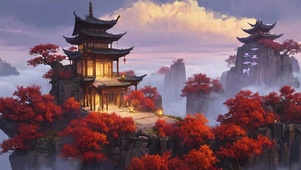 山涧庭宇楼阁