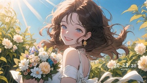 花间奔跑女孩