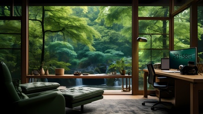 4K护眼 静谧书房庭院