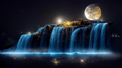 月光之下那苍蓝的瀑布