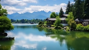 清新山水倒影