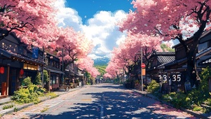 日系樱花街道