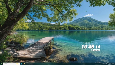 护眼山川绿景桌面主题