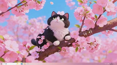  樱花树上黑猫