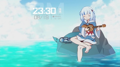 古拉在弹她的尤克里里