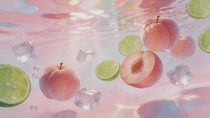 清凉感夏日水蜜桃桌面