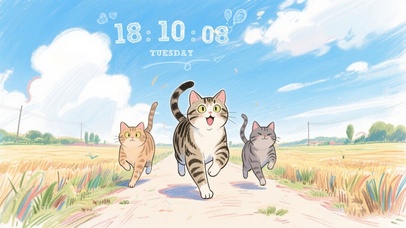 田园欢乐嬉戏狸花猫