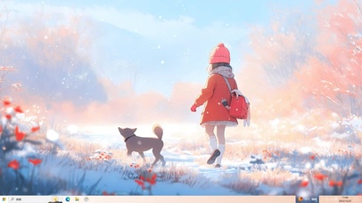 4K童年放学小路雪景主题