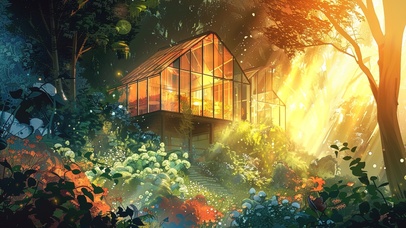 森林静谧小木屋