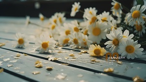 清新雨中雏菊