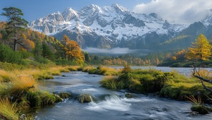 雪山河流