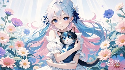 格桑花少女和宠物喵