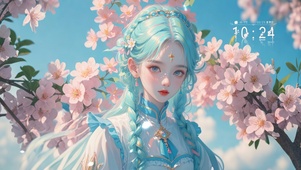 4K 蓝色长发女孩