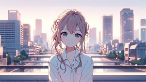城市粉发少女