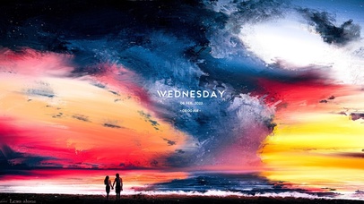 唯美海面七彩云彩