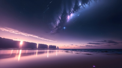 4K高清海面星空流星壁纸