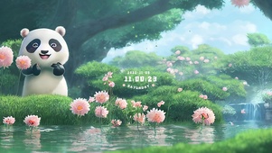 可爱池塘边小熊