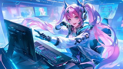 机械猫娘双马尾电竞少女