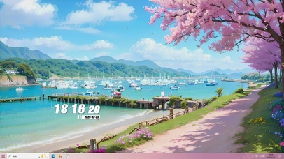 白云樱花树木海景桌面主题