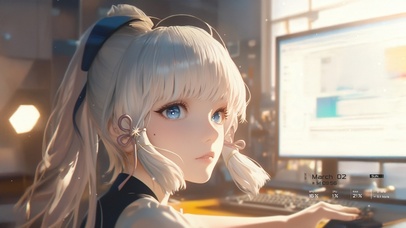 唯美电脑白发少女