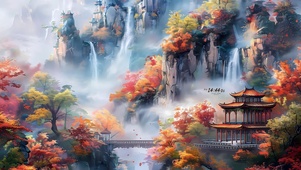 唯美枫叶飘落
