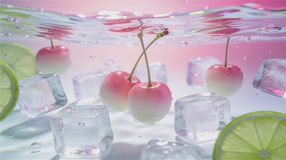 清凉解暑樱桃气泡水