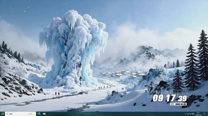 雪景树木房屋桌面主题