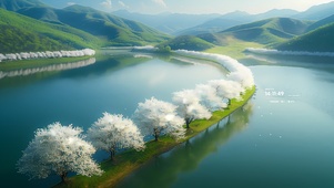 湖中的梨花