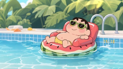 夏日泳池小新
