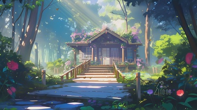 护眼房屋花草树木