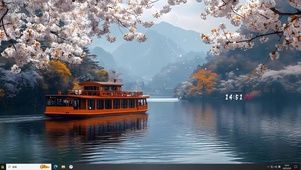 湖畔樱花盛开