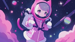 4K超清 太空猫耳可爱少女