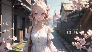 古式小巷樱花少女