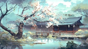 4k樱花烟雨