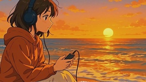 夕阳下的少女