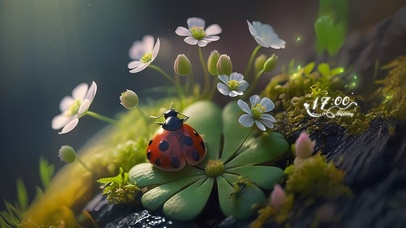 4K护眼瓢虫小花