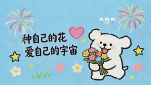 线条小狗-种自己的花，爱自己