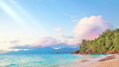 椰树、海岸、云朵、天空