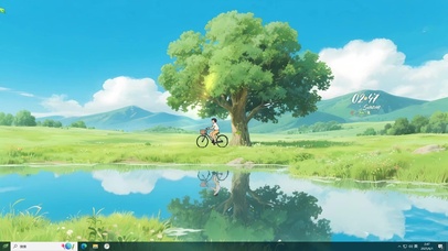  4K 护眼绿色平原和蓝天