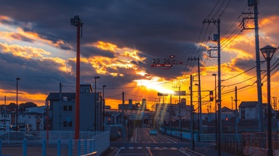 4K唯美治愈日系城市日落