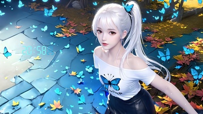 唯美蝴蝶白发女孩