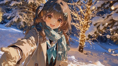 冬日雪中少女