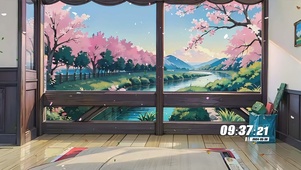 樱花窗外景色
