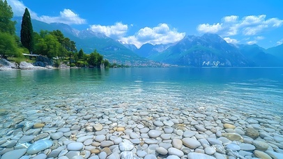 4k清澈湖水鹅卵石
