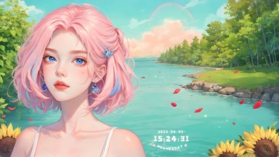 可爱粉发治愈少女