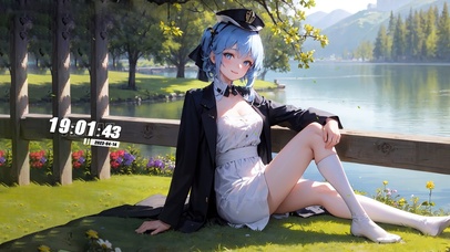 小清新可爱蓝发女孩