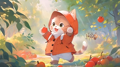 摘苹果的猫咪