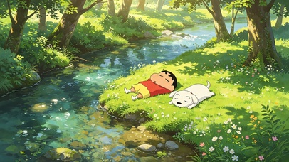 小河边睡觉小新