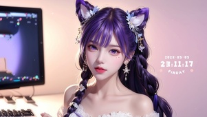 紫发狐耳少女