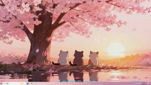 樱花树下猫